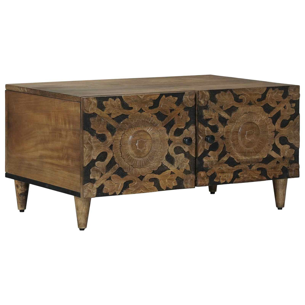 Coffee Table 80 X 50 40 Cm Solid Mango Wood Brown White 80 X 50 X 40 Cm 80 cm