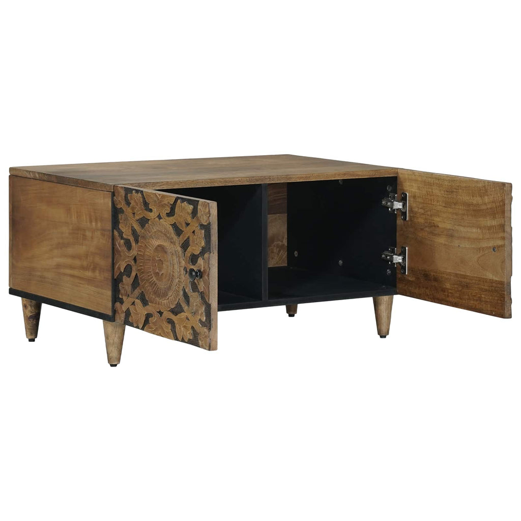 Coffee Table 80 X 50 40 Cm Solid Mango Wood Brown White 80 X 50 X 40 Cm 80 cm