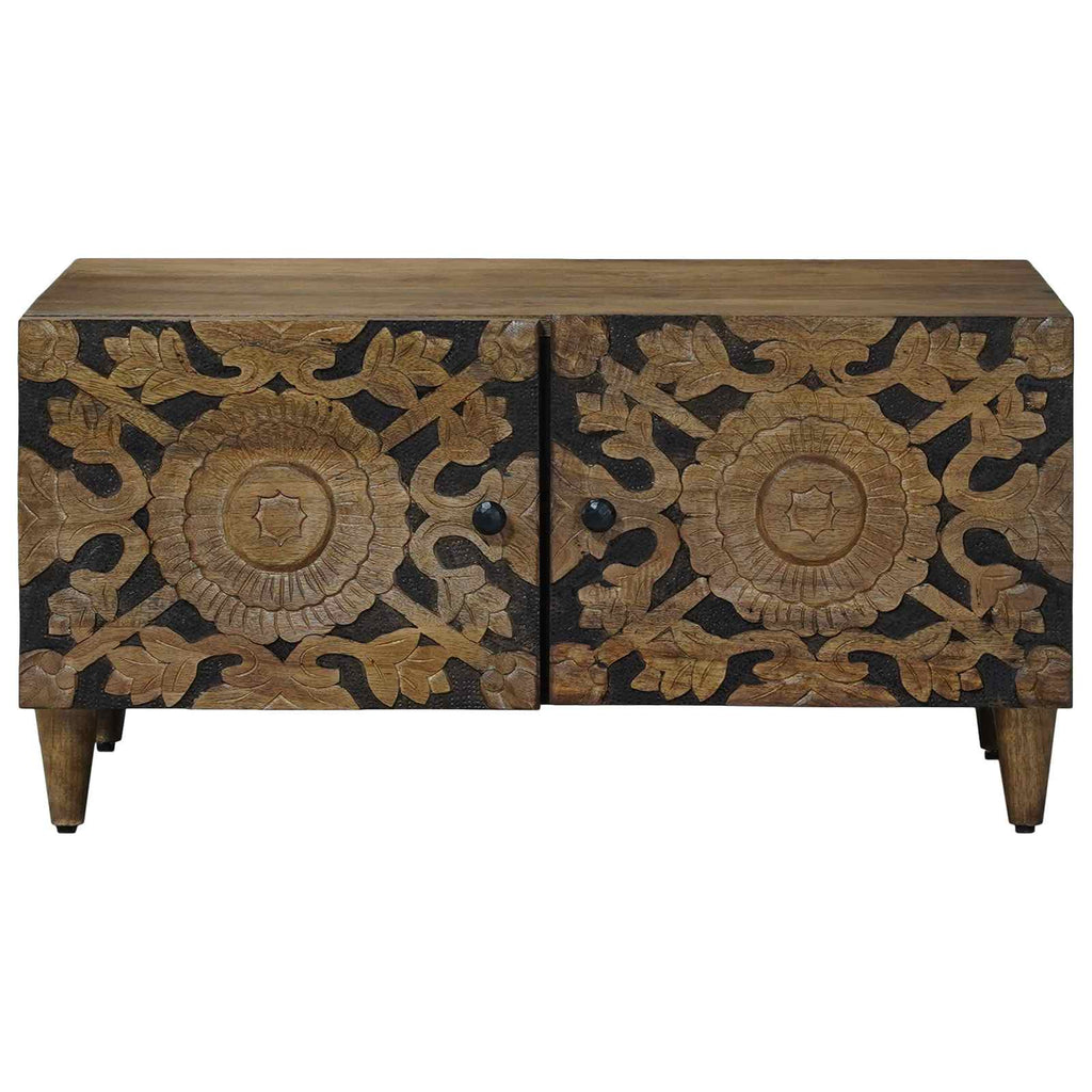 Coffee Table 80 X 50 40 Cm Solid Mango Wood Brown White 80 X 50 X 40 Cm 80 cm