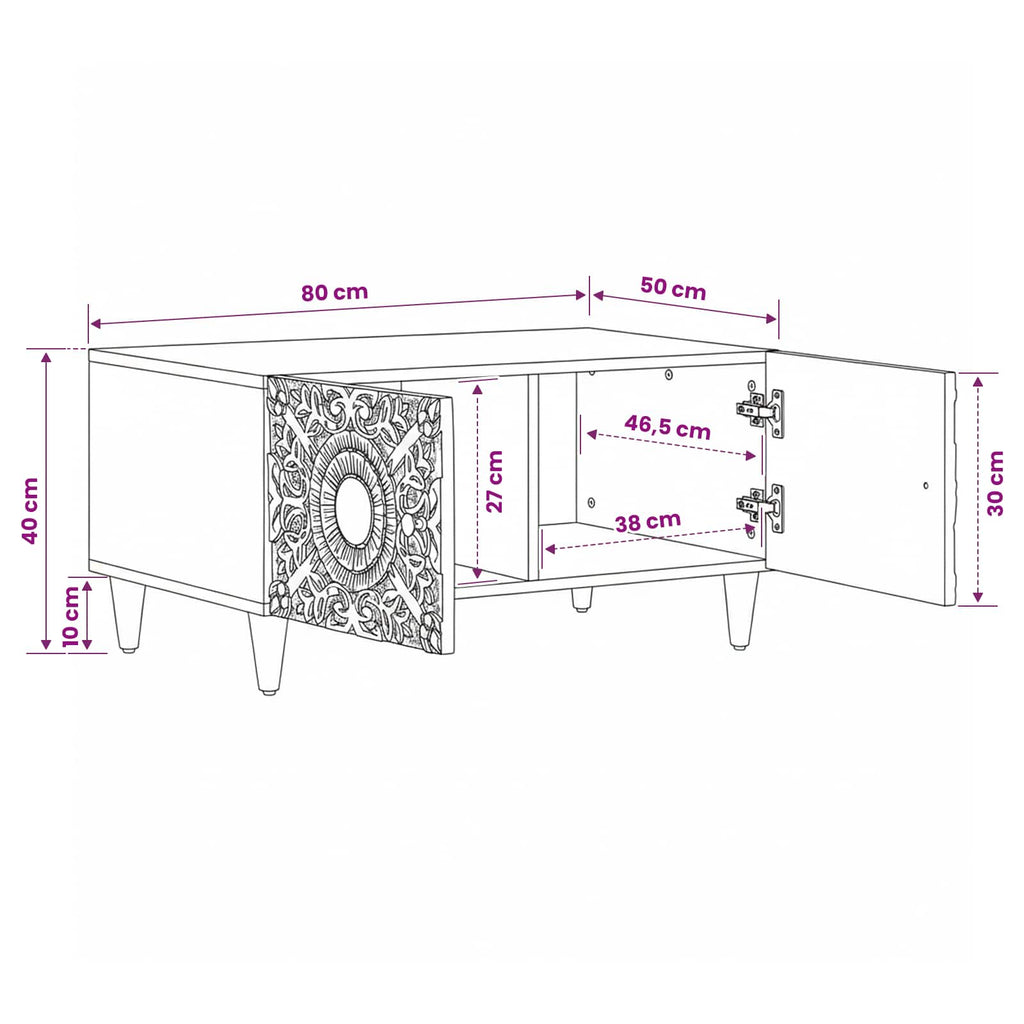 Coffee Table 80 X 50 X 40 Cm Solid Mango Wood 1 - Model 4018337