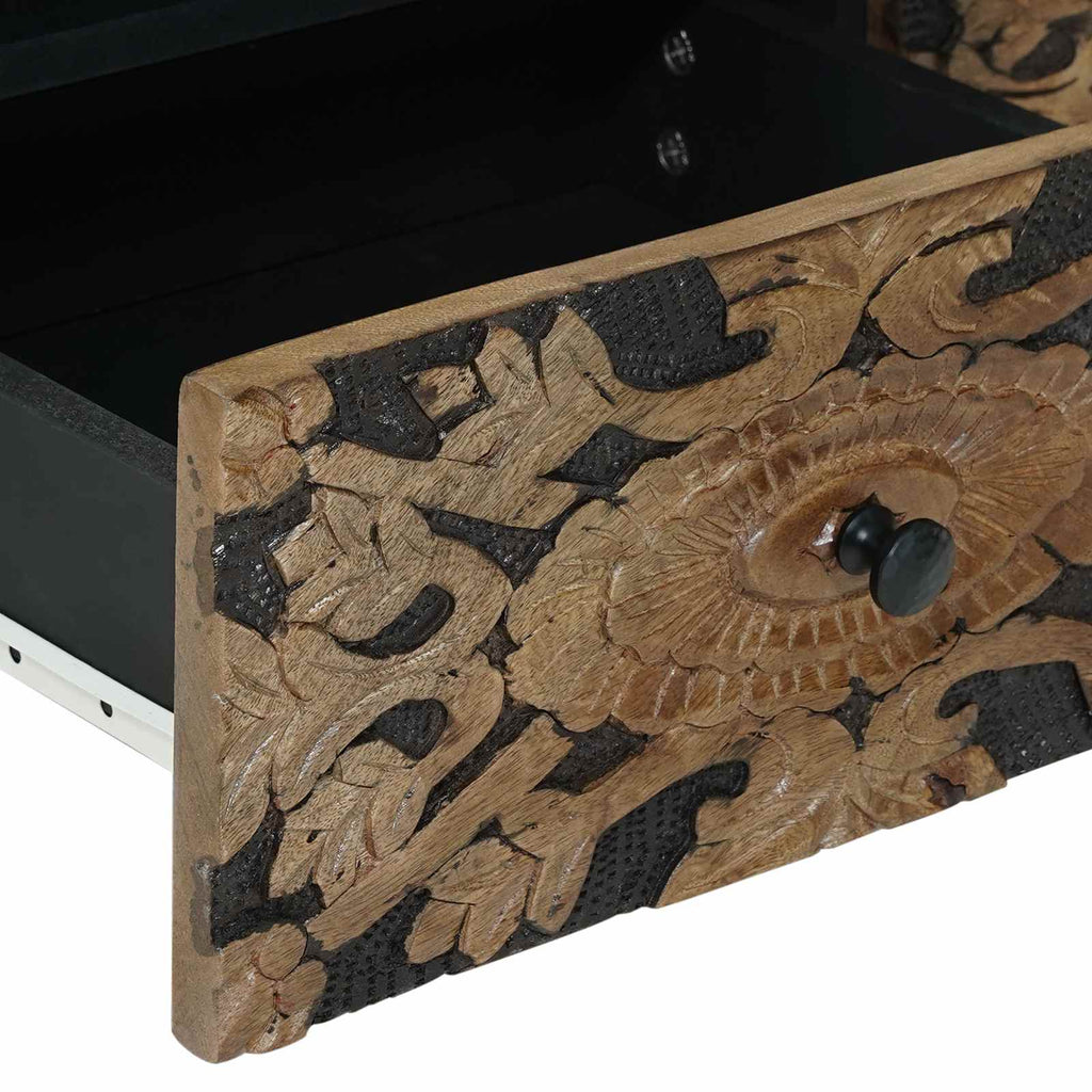 Coffee Table Drawer 80 X 54 40 Cm Solid Mango Wood Brown White 80 X 54 X 40 Cm 8