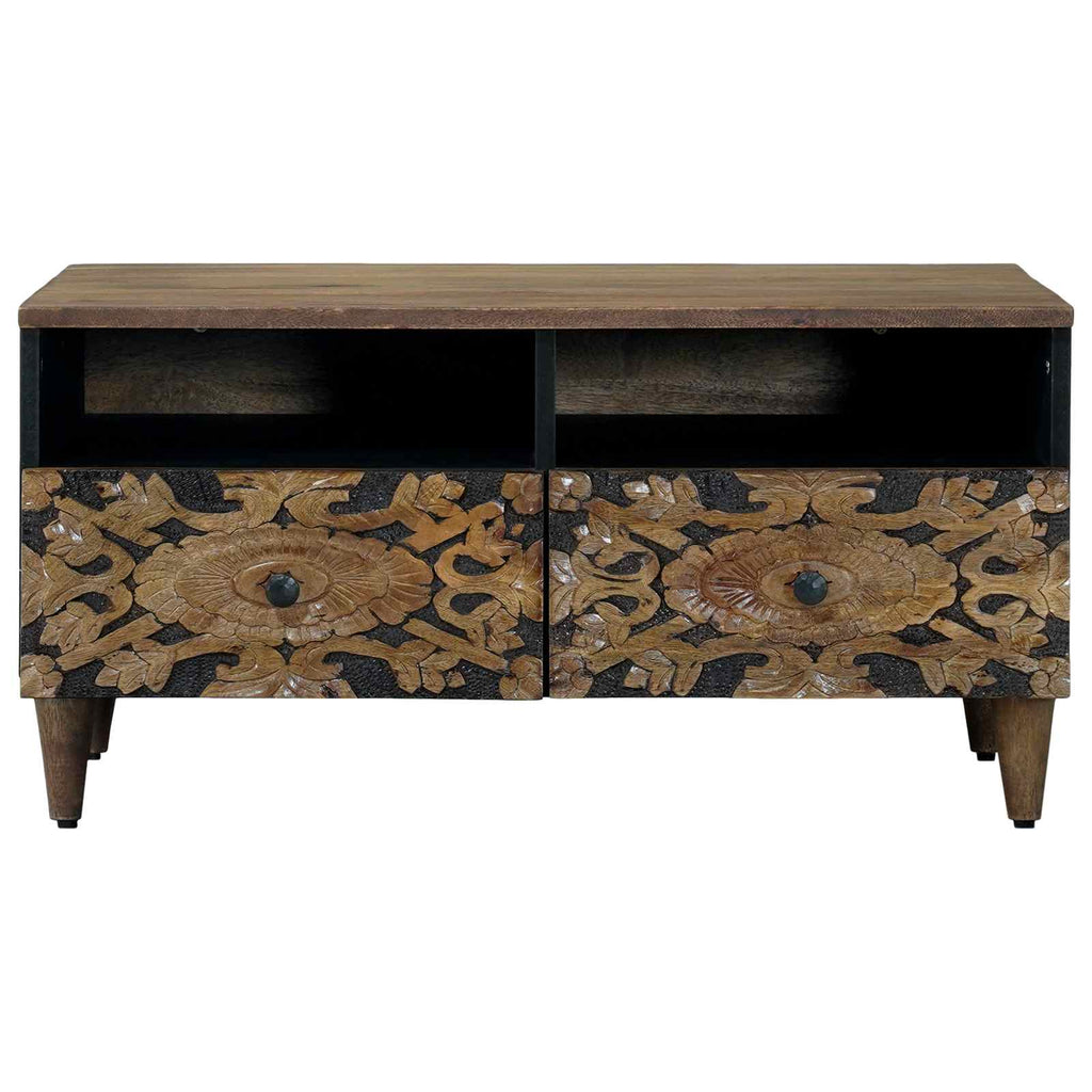 Coffee Table Drawer 80 X 54 40 Cm Solid Mango Wood Brown White 80 X 54 X 40 Cm 8