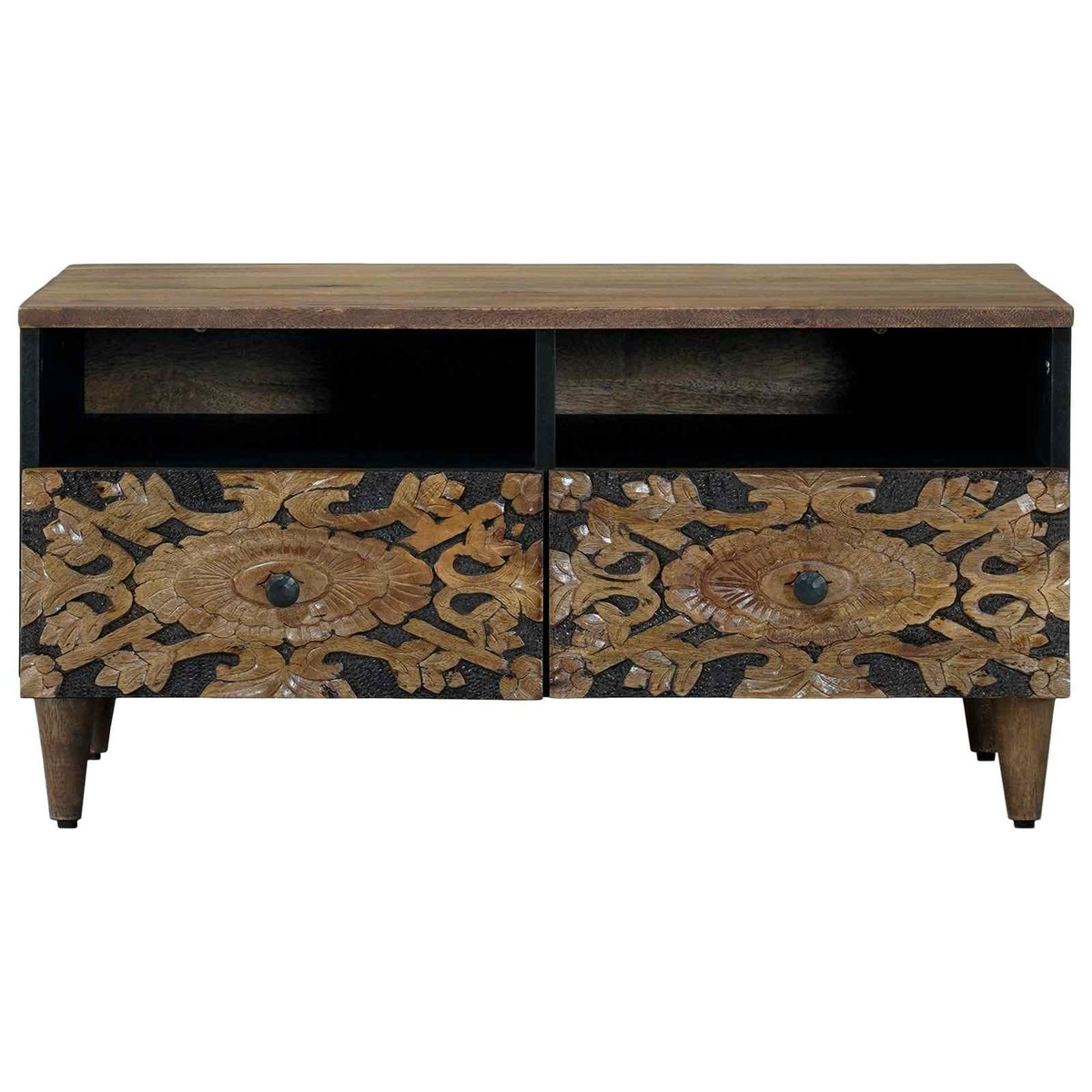 Coffee Table Drawer 80 X 54 40 Cm Solid Mango Wood Brown White 80 X 54 X 40 Cm 8