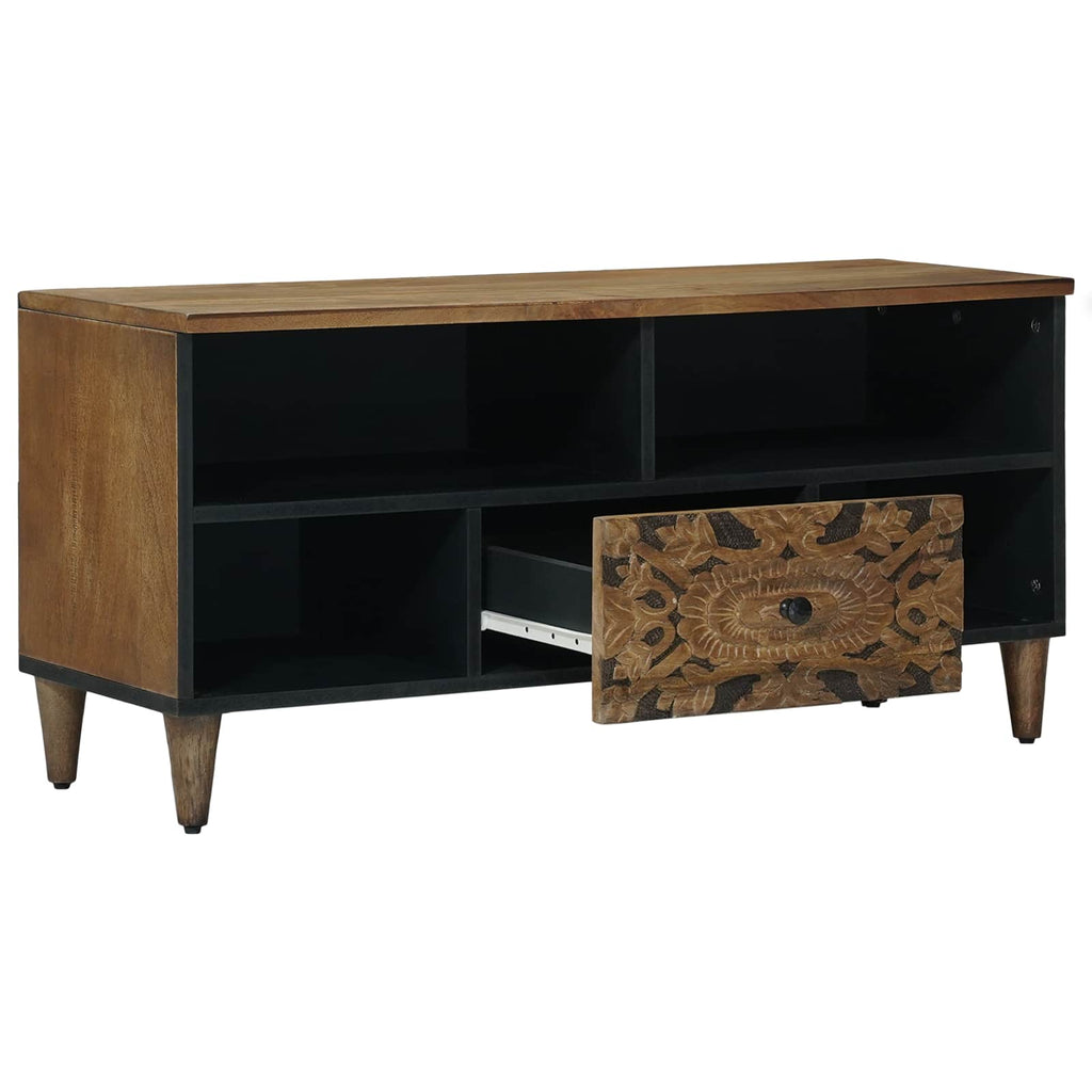 Tv Cabinet With Shelf 100 X 33.5 X 46 Cm Solid Mango Wood