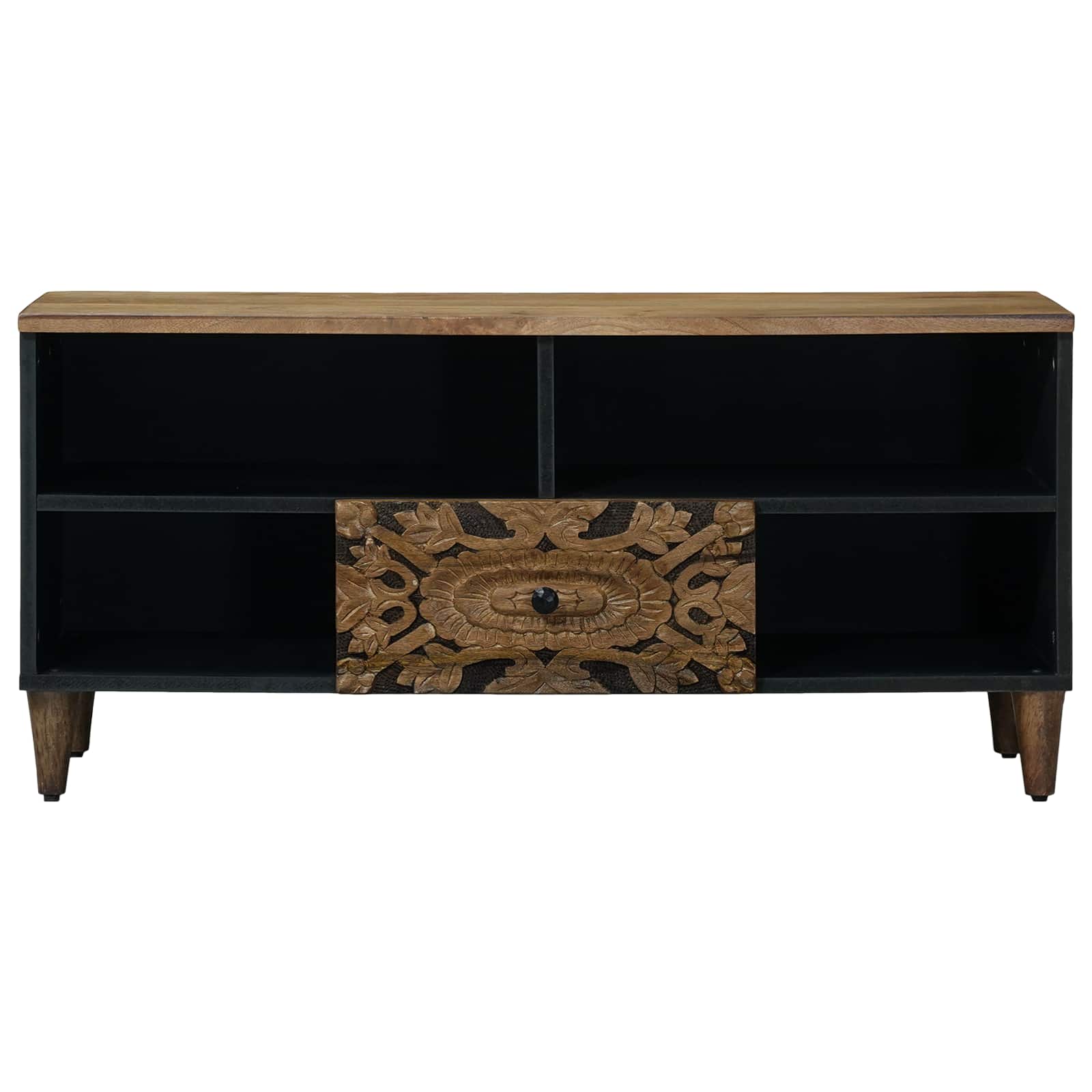 Tv Cabinet With Shelf 100 X 33.5 X 46 Cm Solid Mango Wood