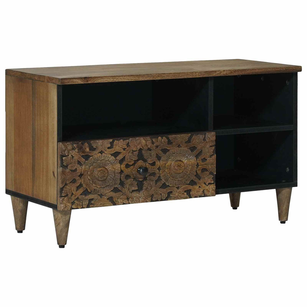 Tv Cabinet With Drawer 80 X 33.5 X 46 Cm Solid Mango Wood