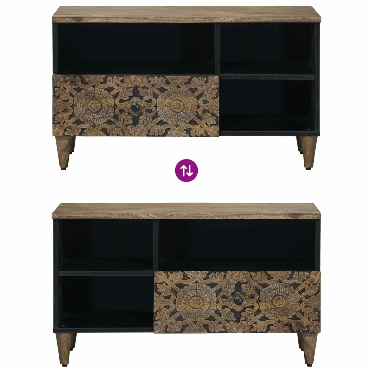 Media Storage Cabinet Solid Mango Wood TV 80cm Unit Drawer Entertainment Stand B