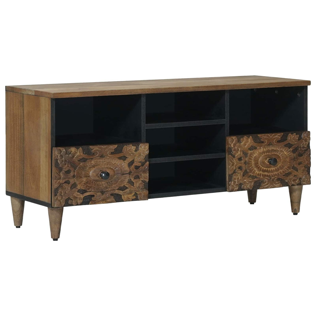 Tv Cabinet With Shelf 100 X 33.5 X 46 Cm Solid Mango Wood