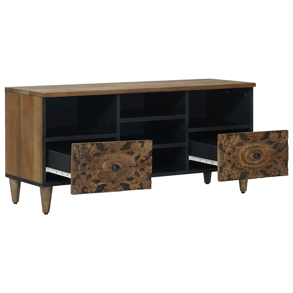 Tv Cabinet With Shelf 100 X 33.5 X 46 Cm Solid Mango Wood