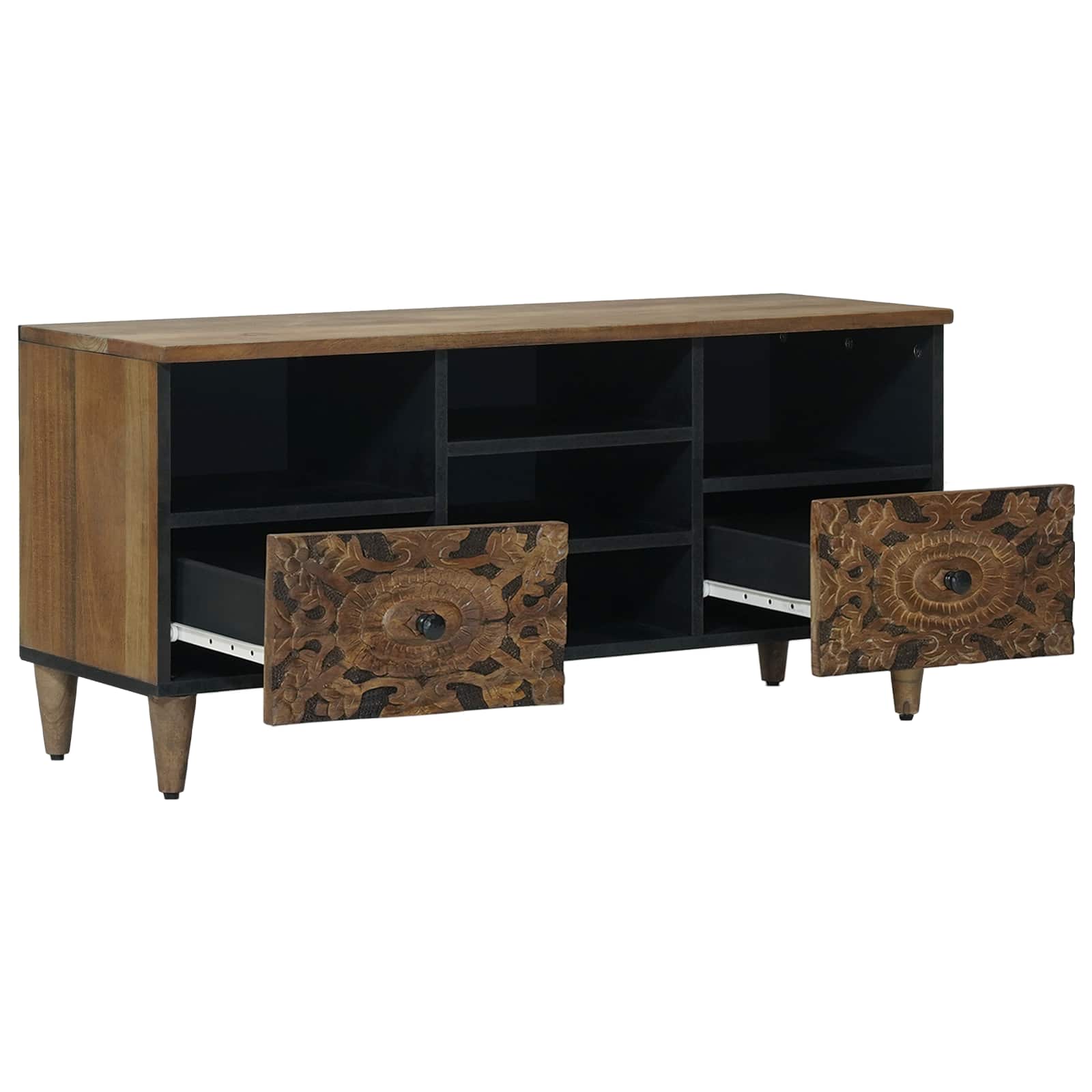 Tv Cabinet With Shelf 100 X 33.5 X 46 Cm Solid Mango Wood
