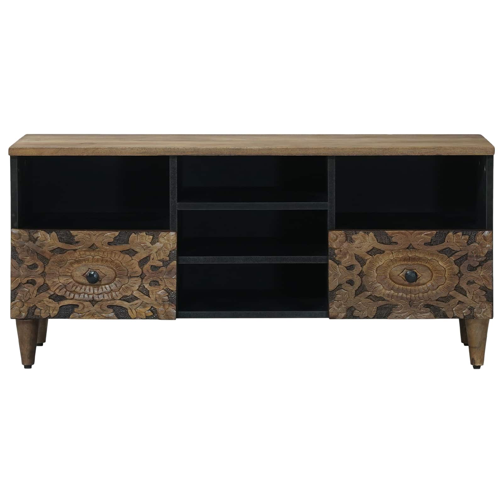Tv Cabinet With Shelf 100 X 33.5 X 46 Cm Solid Mango Wood