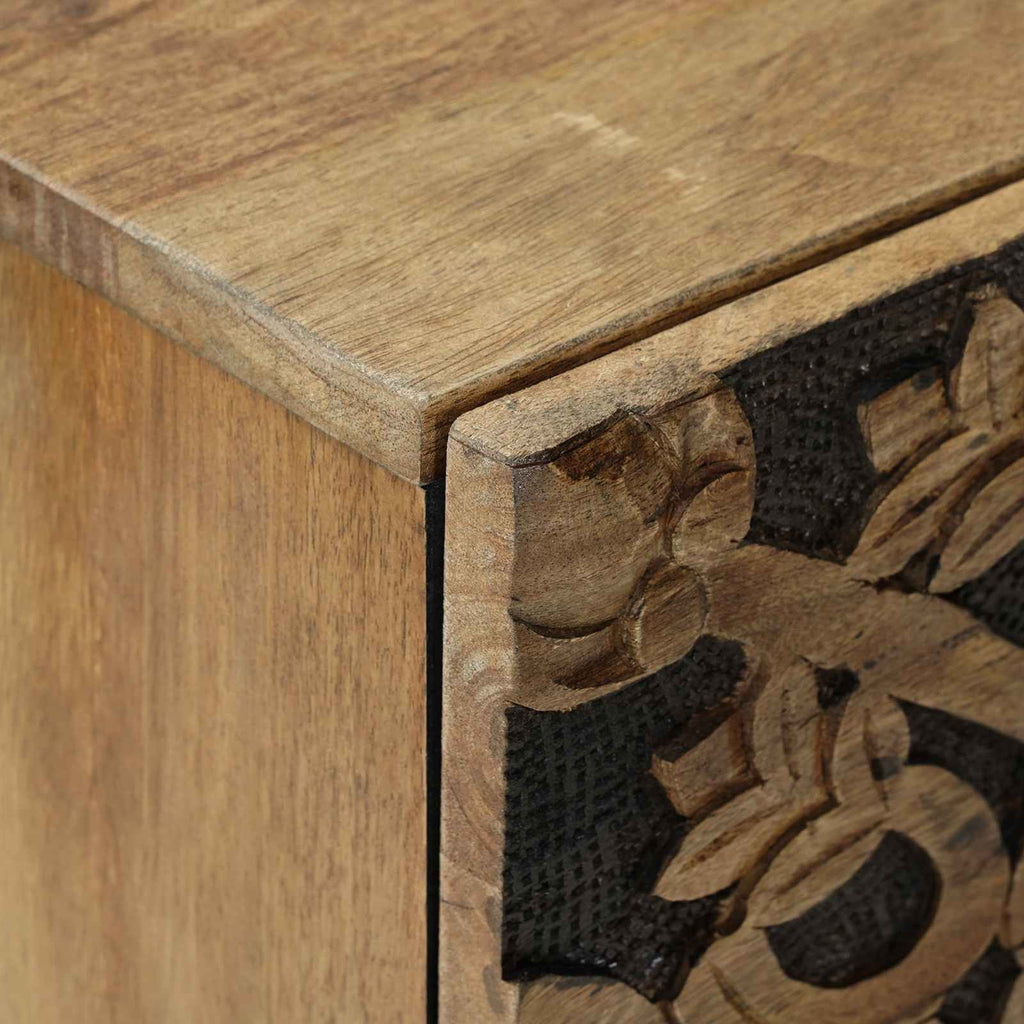 Media Storage Cabinet Sideboard 80 X 33.5 75 Cm Solid Mango Wood Brown White 80
