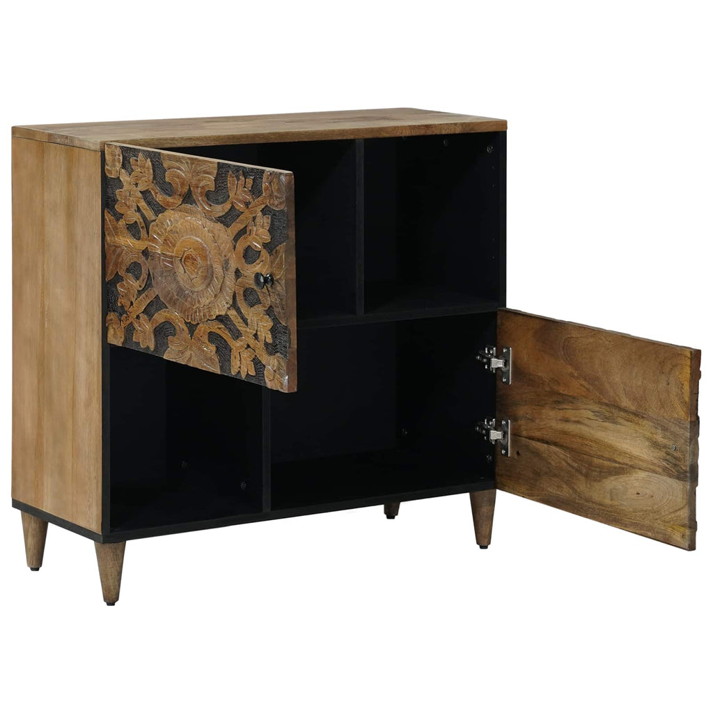 Media Storage Cabinet Sideboard 80 X 33.5 75 Cm Solid Mango Wood Brown White 80