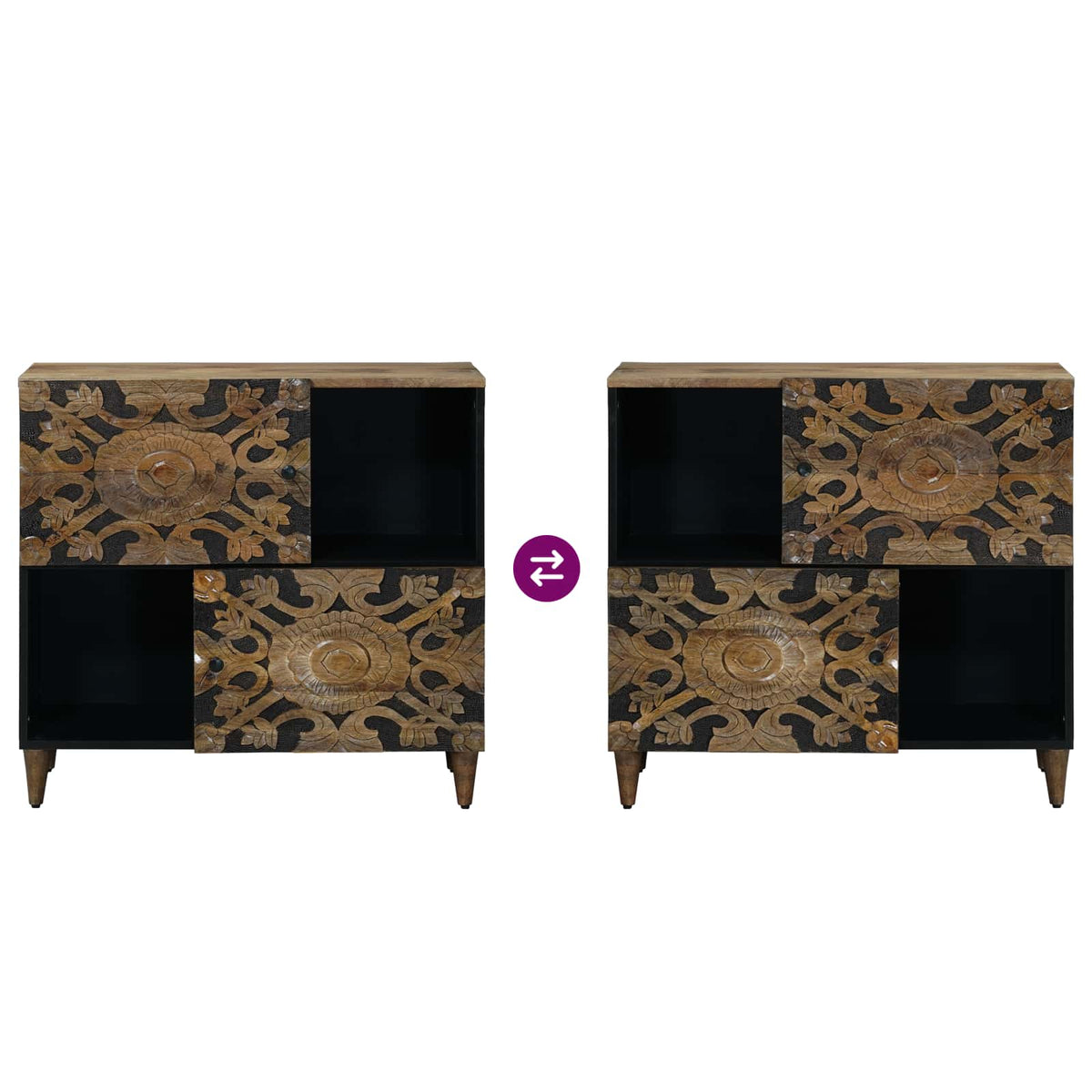 Media Storage Cabinet Sideboard 80 X 33.5 75 Cm Solid Mango Wood Brown White 80