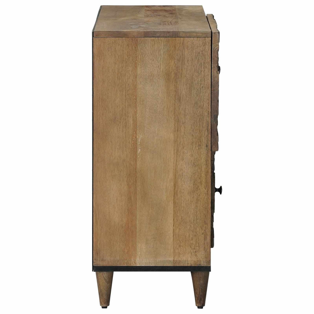 Media Storage Cabinet Sideboard 80 X 33.5 75 Cm Solid Mango Wood Brown White 80