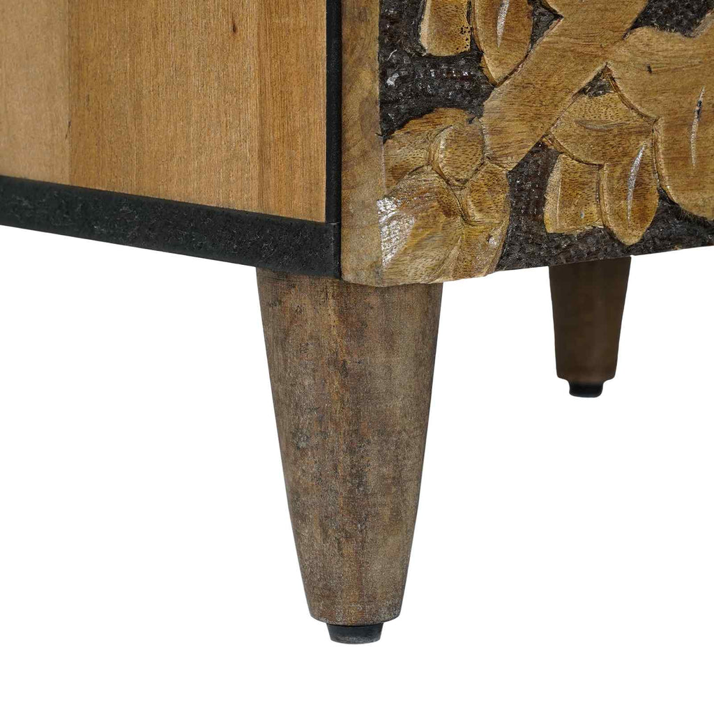 Media Storage Cabinet Board Shelf 40 X 33.5 110 Cm Solid Mango Wood Brown White