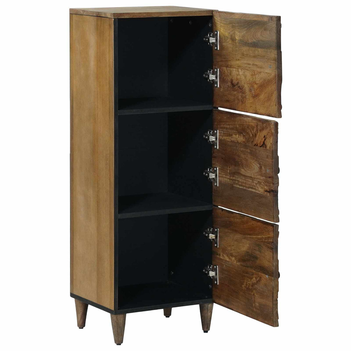 Media Storage Cabinet Board Shelf 40 X 33.5 110 Cm Solid Mango Wood Brown White
