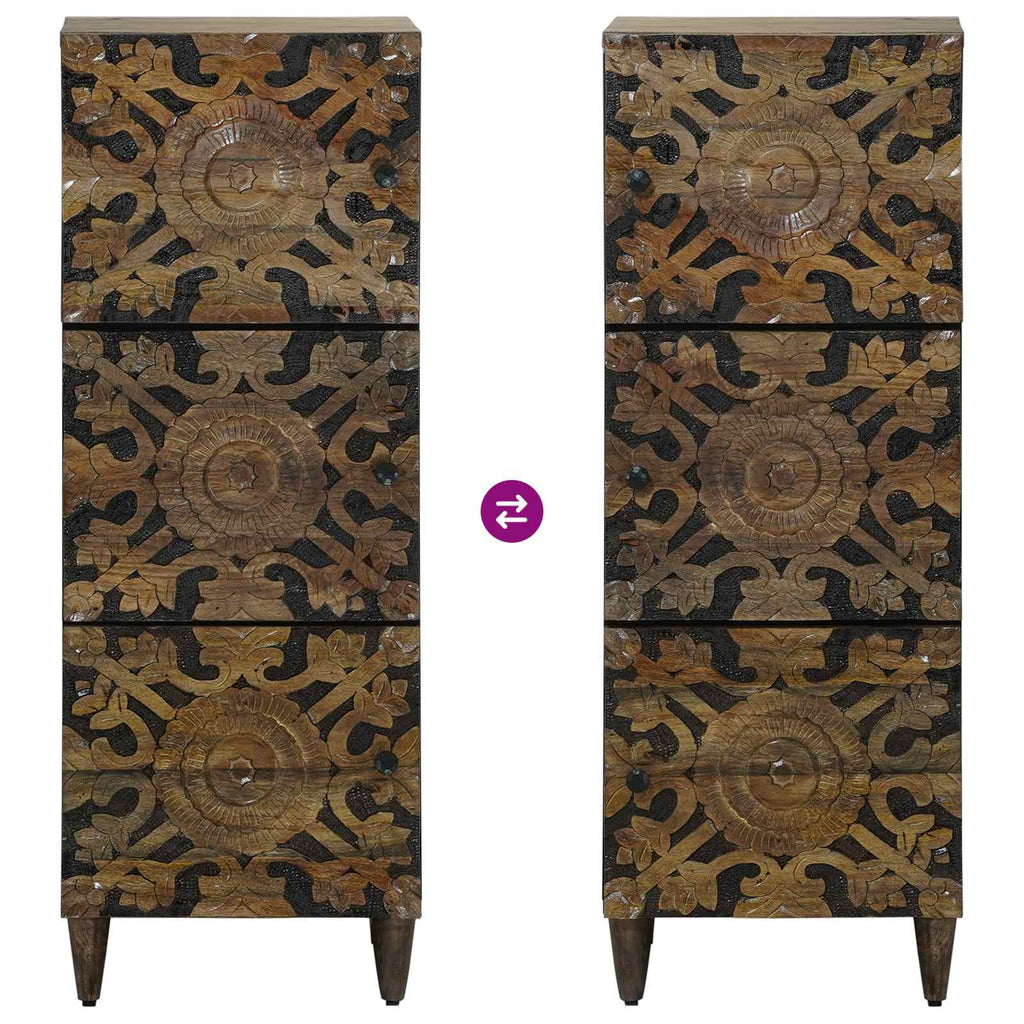 Media Storage Cabinet Board Shelf 40 X 33.5 110 Cm Solid Mango Wood Brown White