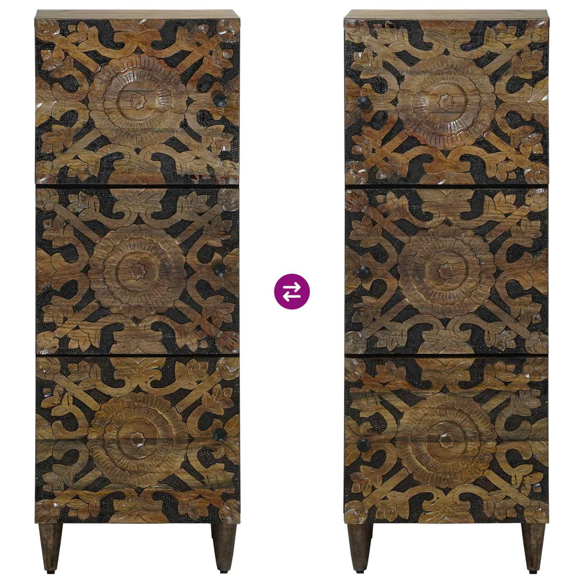 Media Storage Cabinet Board Shelf 40 X 33.5 110 Cm Solid Mango Wood Brown White