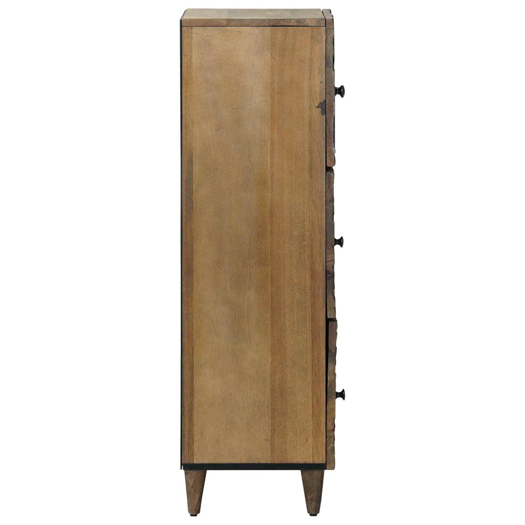 Media Storage Cabinet Board Shelf 40 X 33.5 110 Cm Solid Mango Wood Brown White