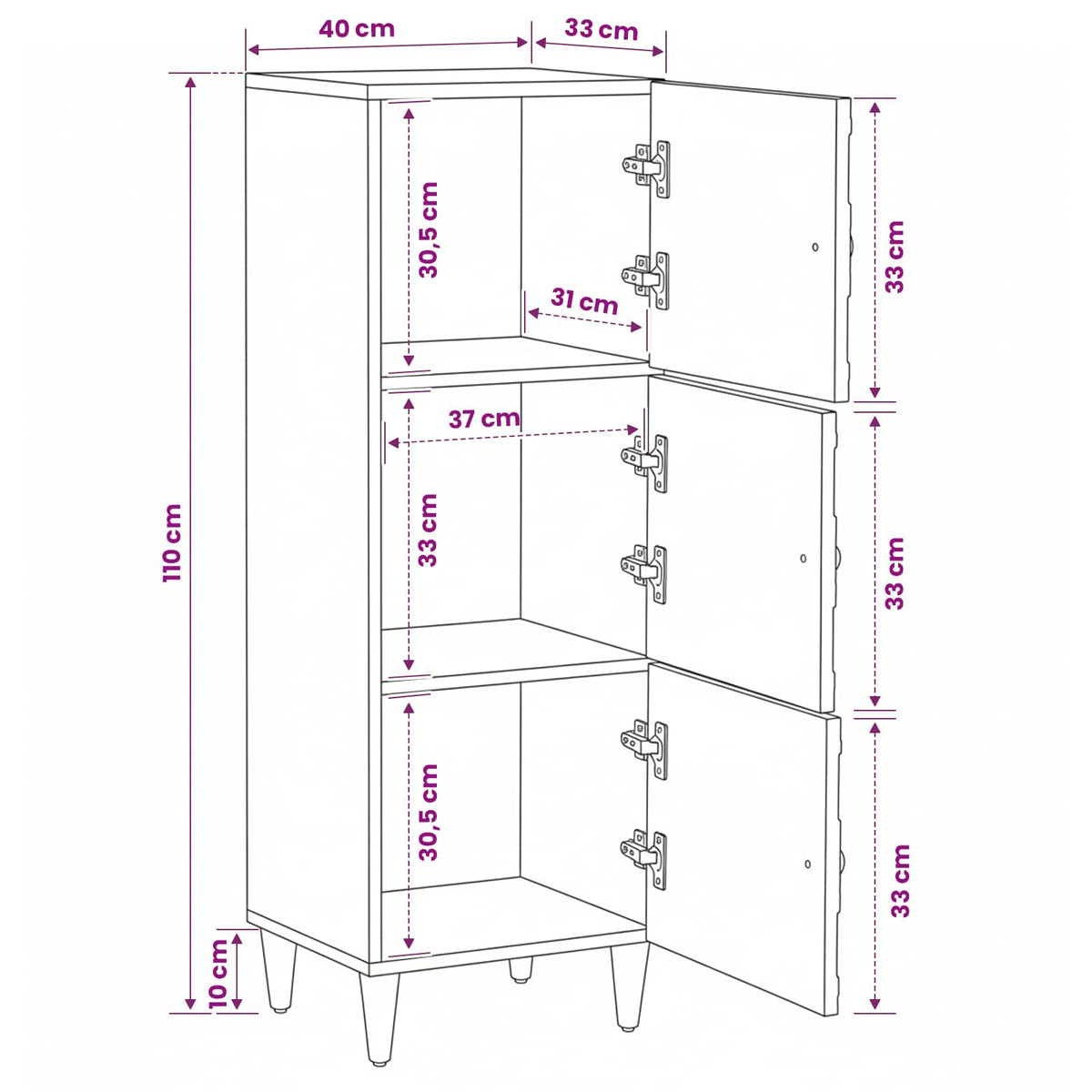 Media Storage Cabinet Board Shelf 40 X 33.5 110 Cm Solid Mango Wood Brown White