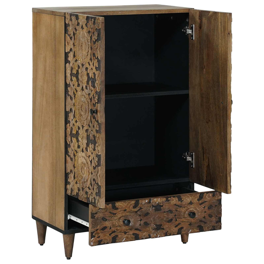 High Board With Shelf 60 X 33.5 X 100 Cm Solid Mango Wood