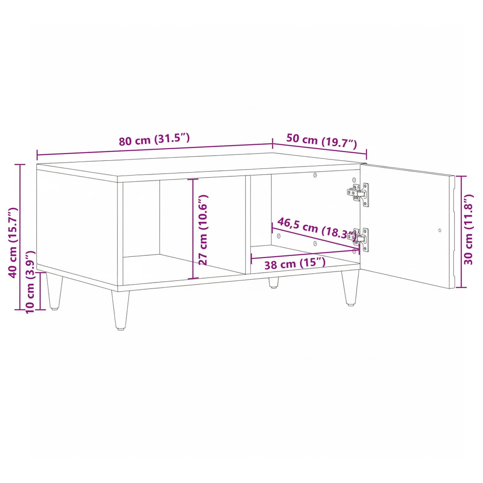 Coffee Table 80 X 50 X 40 Cm Solid Mango Wood