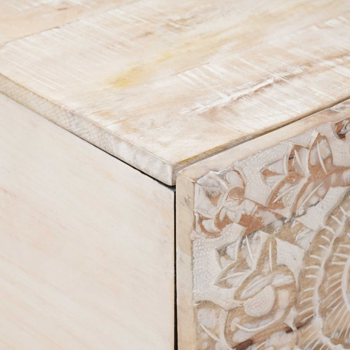 Coffee Table 80 X 50 40 Cm Solid Mango Wood Brown White 80 X 50 X 40 Cm 80 cm