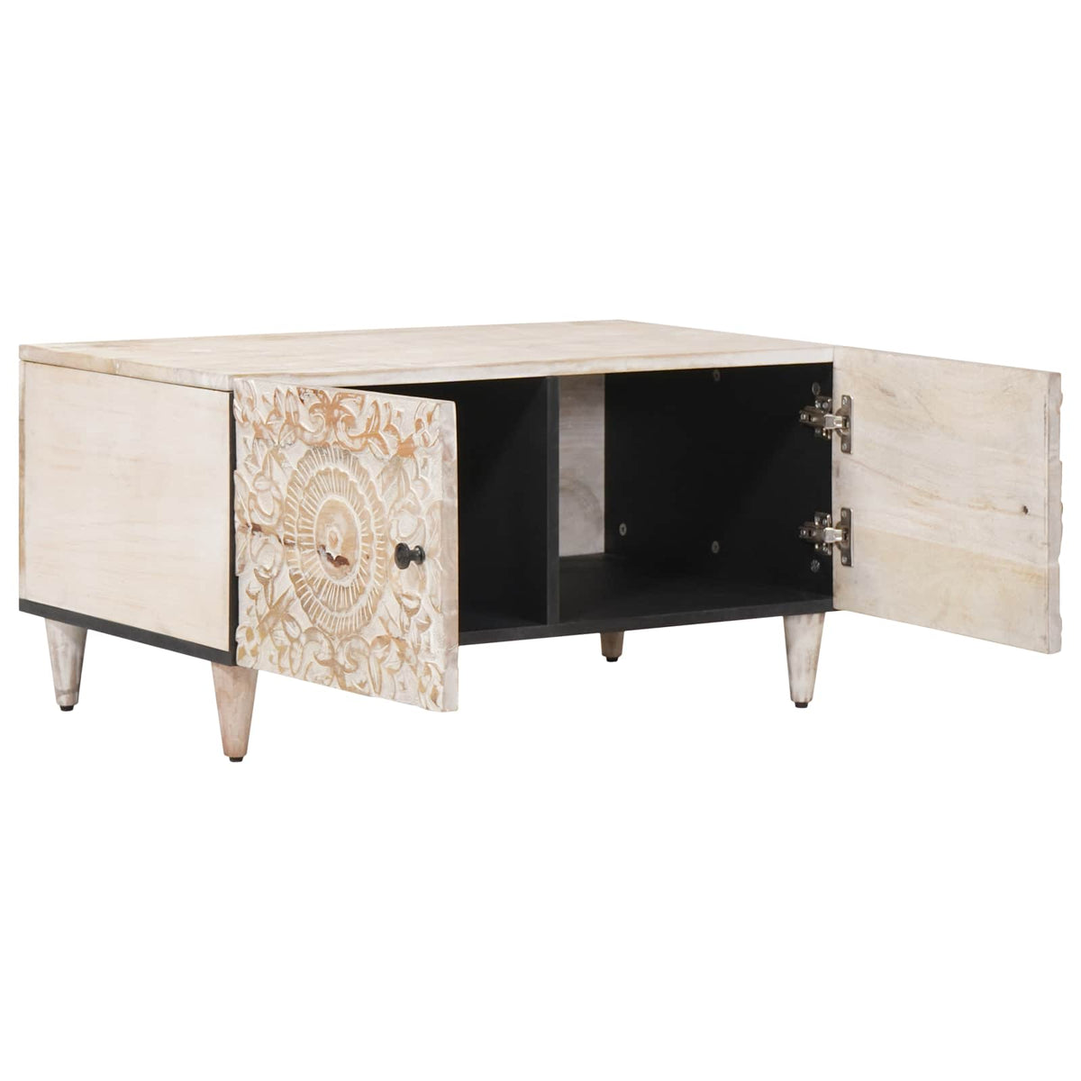 Coffee Table 80 X 50 40 Cm Solid Mango Wood Brown White 80 X 50 X 40 Cm 80 cm