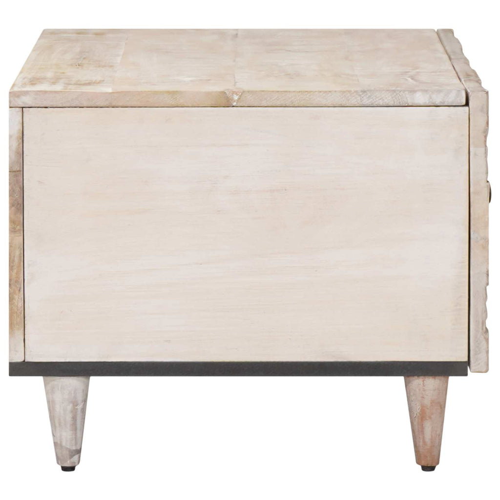 Coffee Table 80 X 50 40 Cm Solid Mango Wood Brown White 80 X 50 X 40 Cm 80 cm