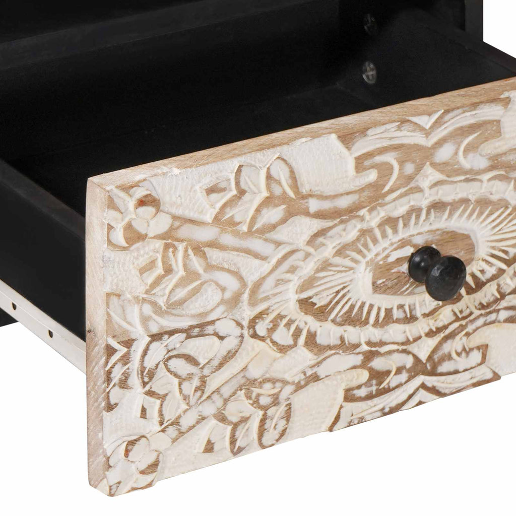 Coffee Table Drawer 80 X 54 40 Cm Solid Mango Wood Brown White 80 X 54 X 40 Cm 8