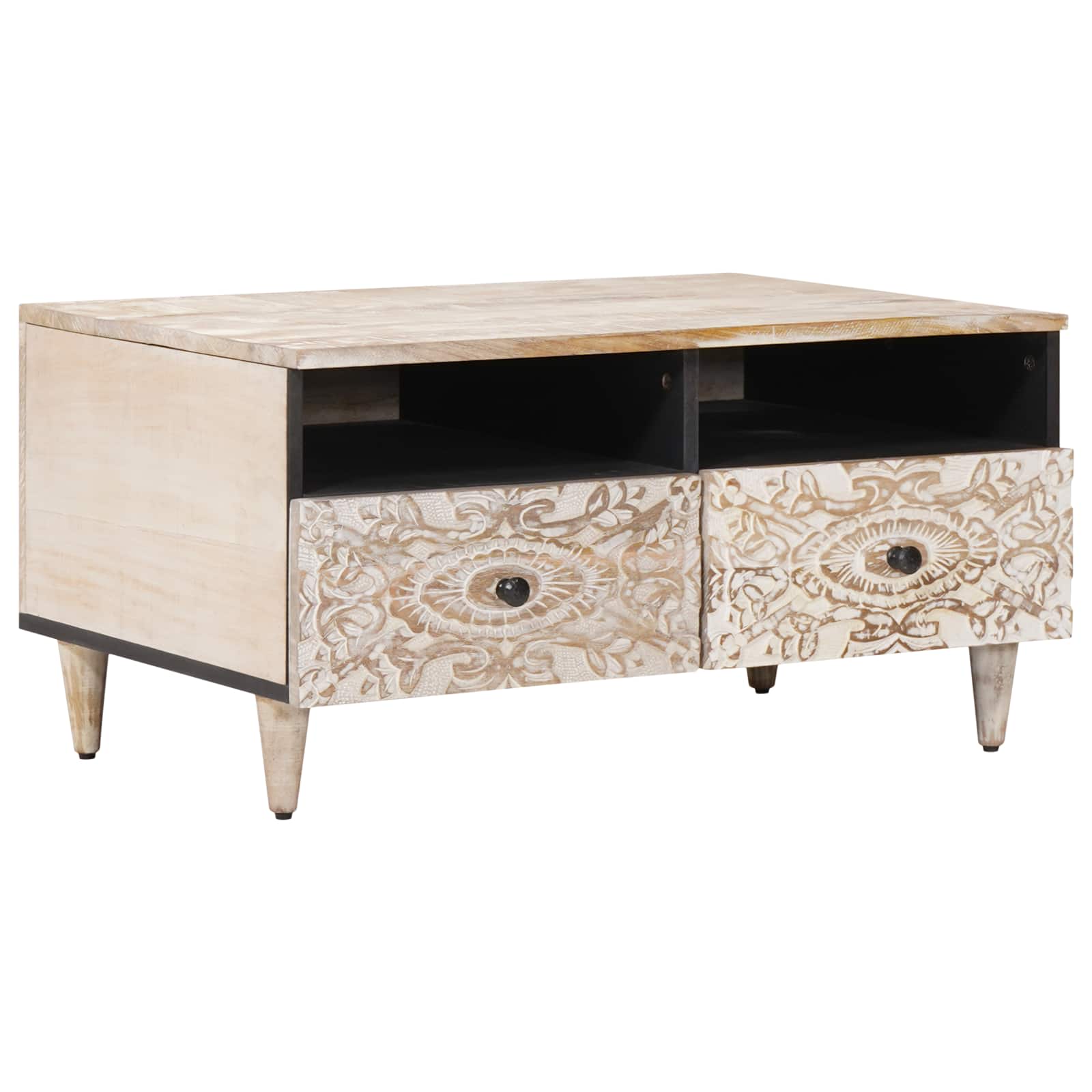 Coffee Table With Drawer 80 X 54 X 40 Cm Solid Mango Wood