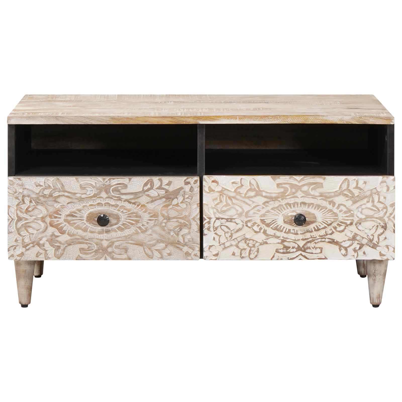 Coffee Table With Drawer 80 X 54 X 40 Cm Solid Mango Wood