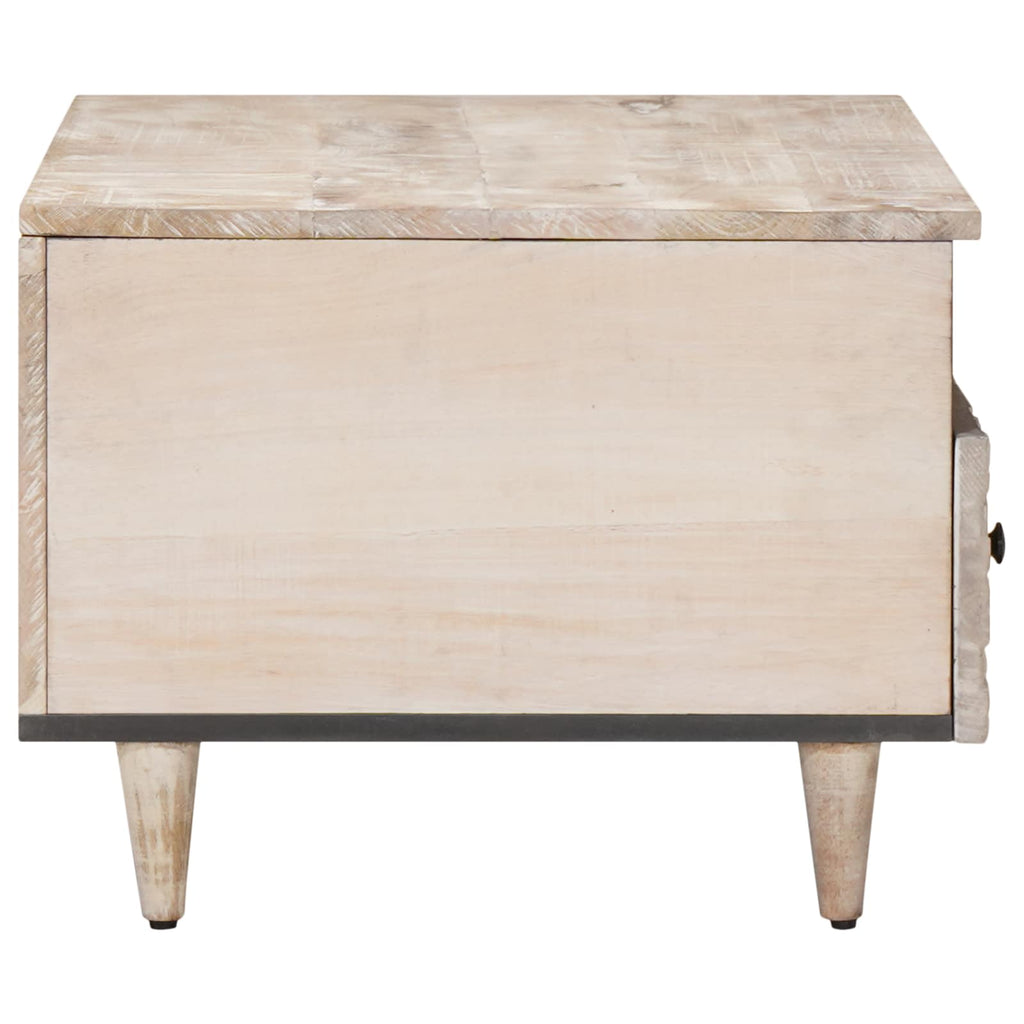Coffee Table Drawer 80 X 54 40 Cm Solid Mango Wood Brown White 80 X 54 X 40 Cm 8