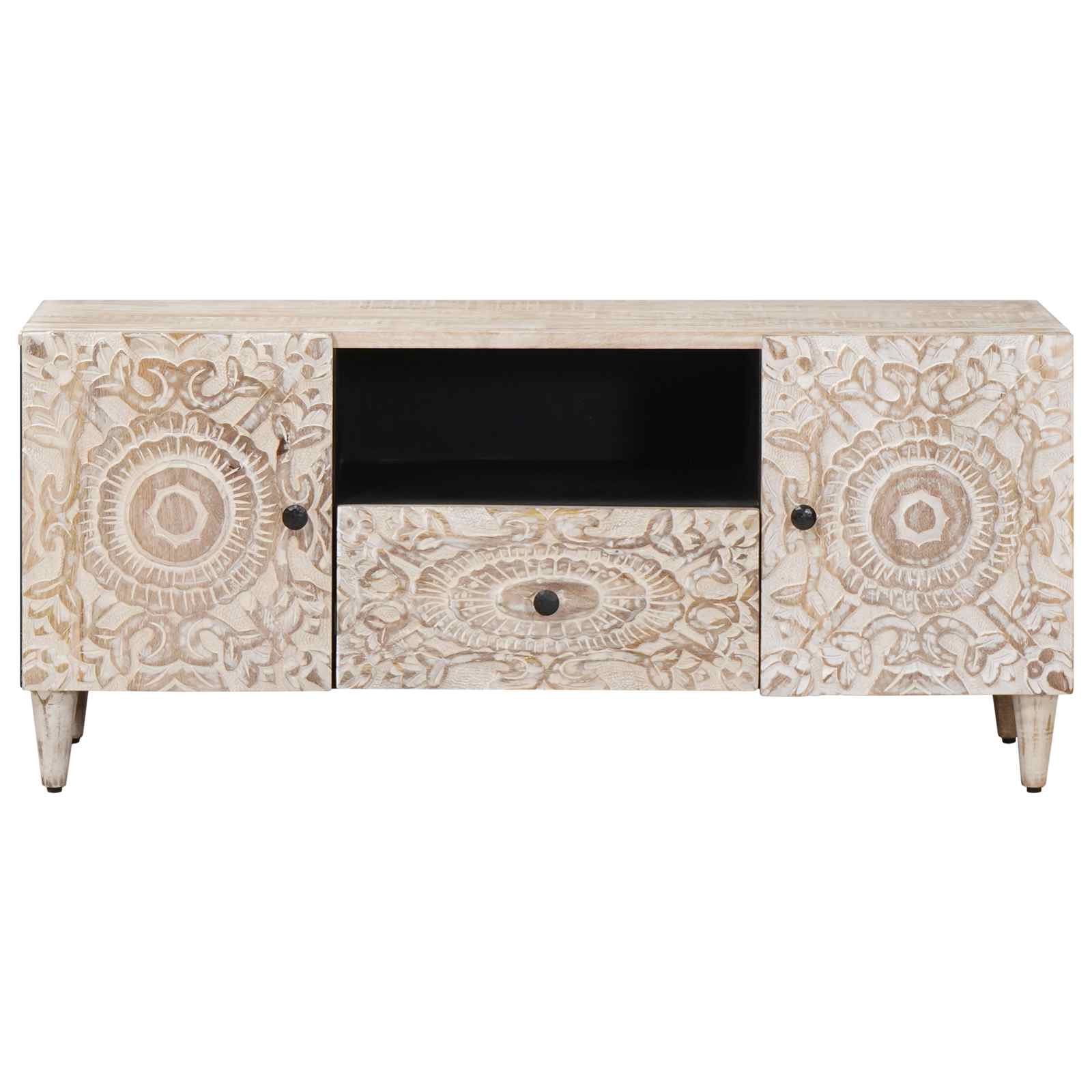 Tv Cabinet With Door 105 X 33.5 X 46 Cm Solid Mango Wood
