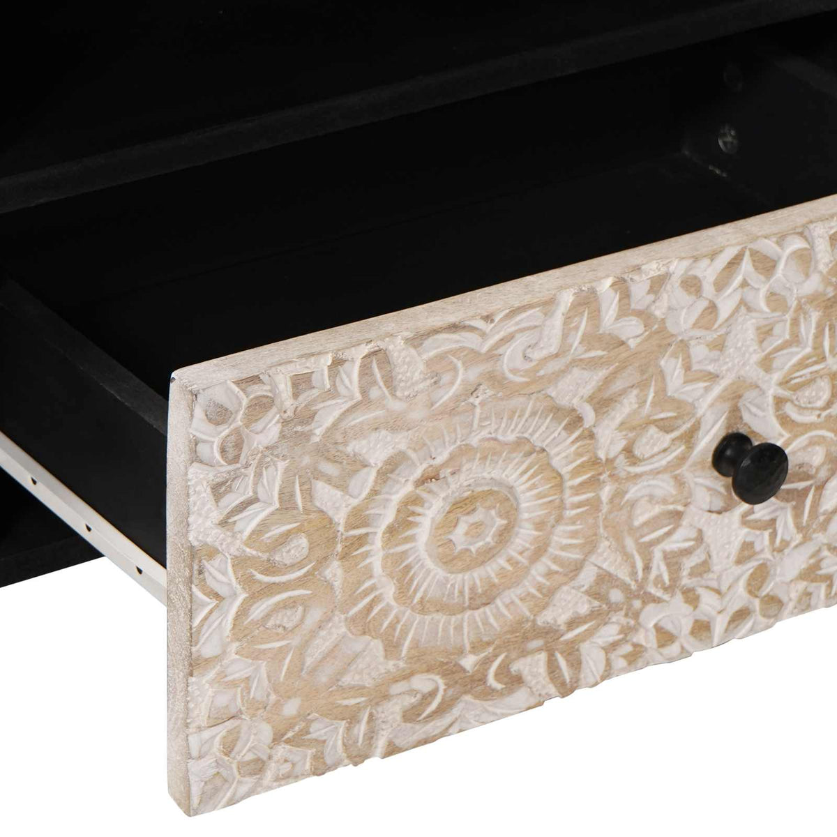 Media Storage Cabinet Solid Mango Wood TV 80cm Unit Drawer Entertainment Stand B