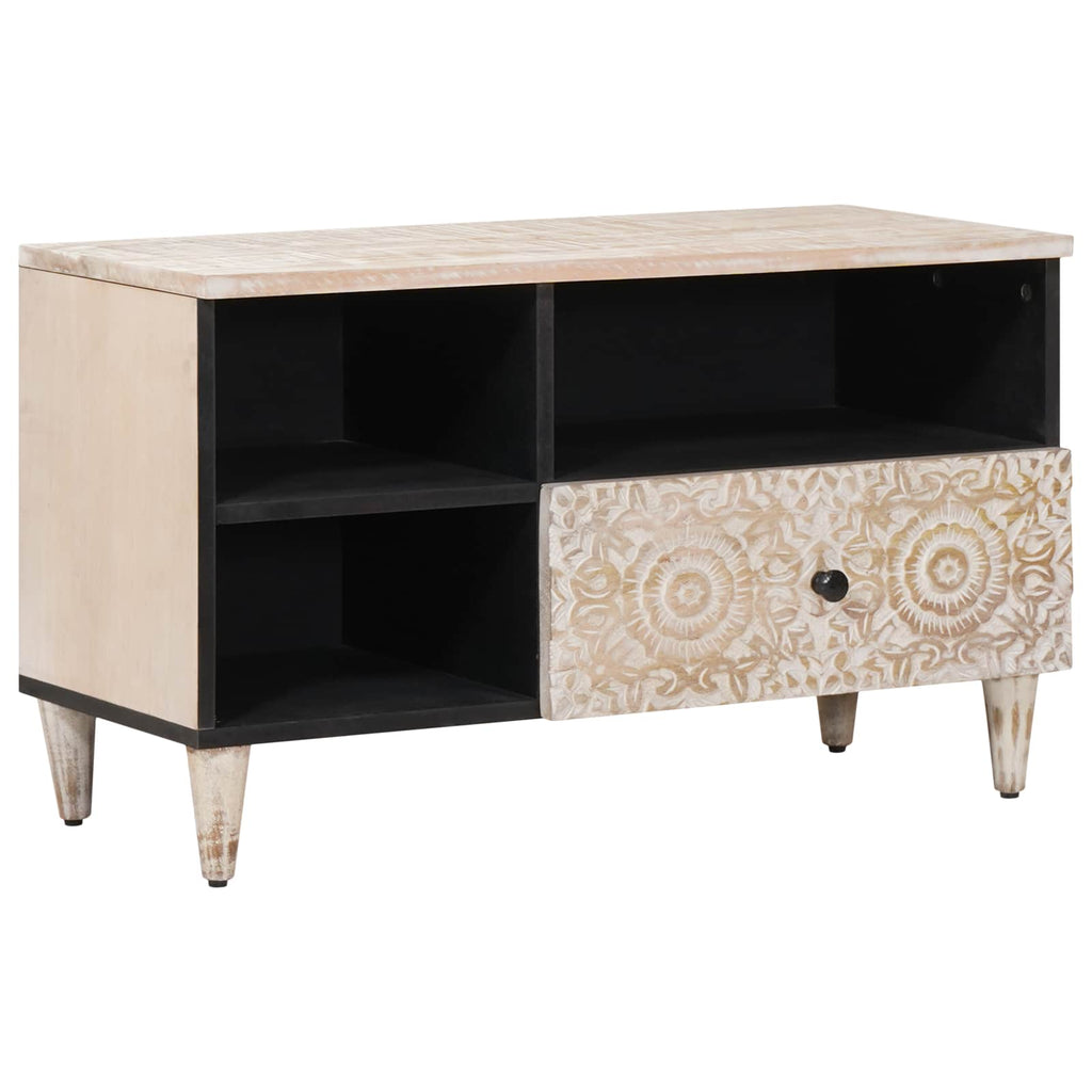 Media Storage Cabinet Solid Mango Wood TV 80cm Unit Drawer Entertainment Stand B