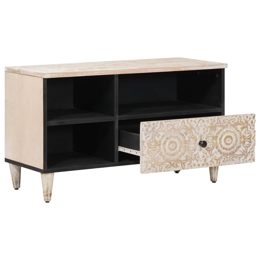 Media Storage Cabinet Solid Mango Wood TV 80cm Unit Drawer Entertainment Stand B