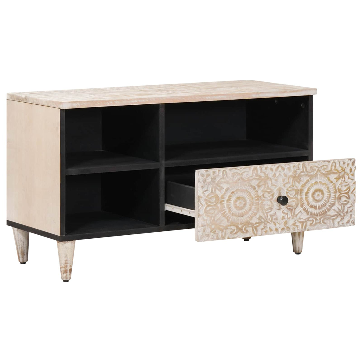 Media Storage Cabinet Solid Mango Wood TV 80cm Unit Drawer Entertainment Stand B