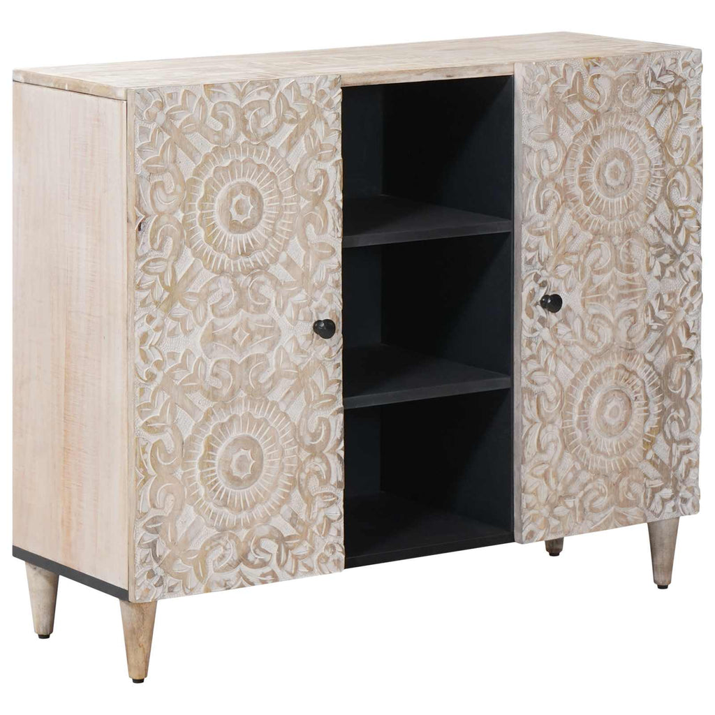 Sideboard With Shelf 90 X 33.5 X 75 Cm Solid Mango Wood