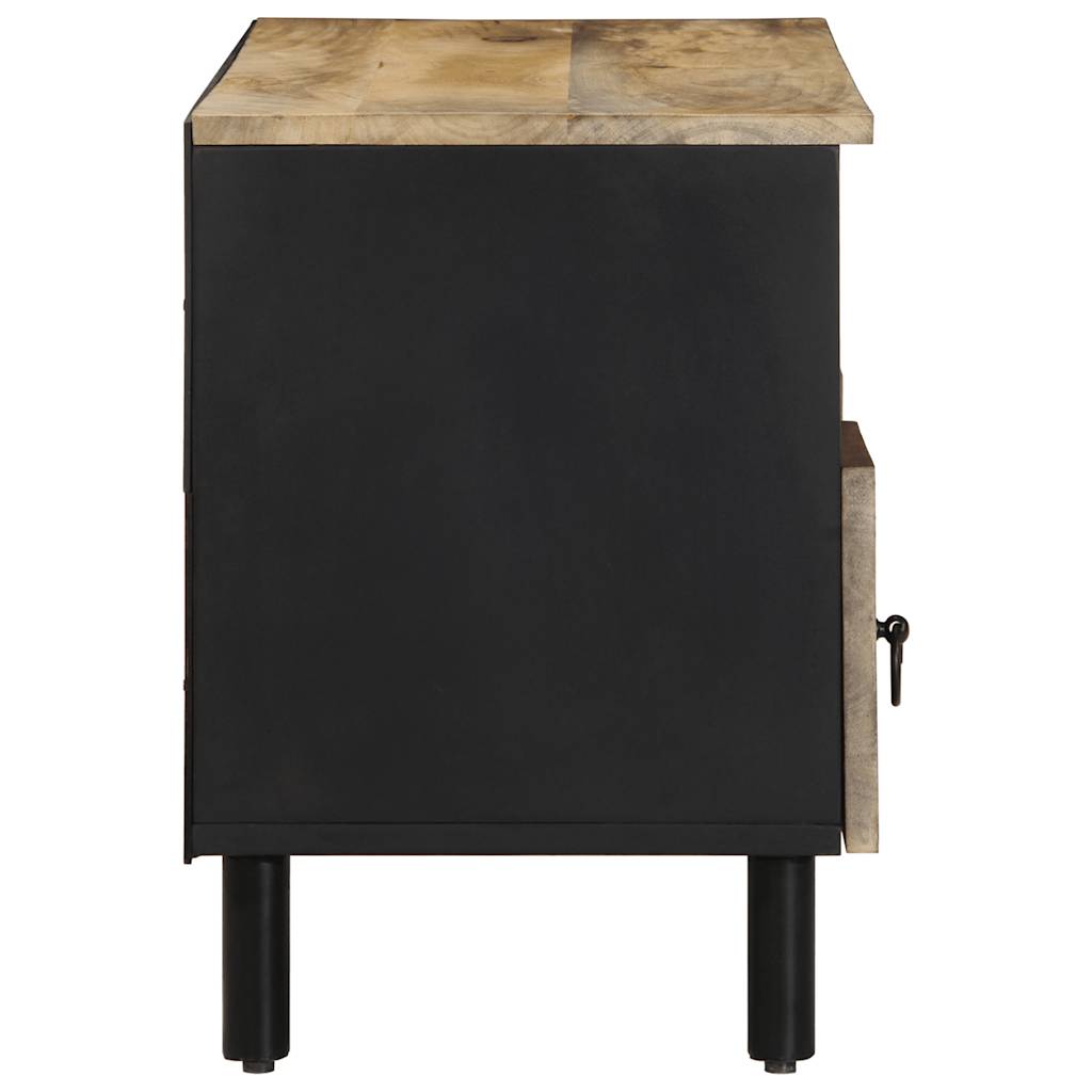 Tv Cabinet Black 100X33.5X46 Cm Solid Rough Wood Mango