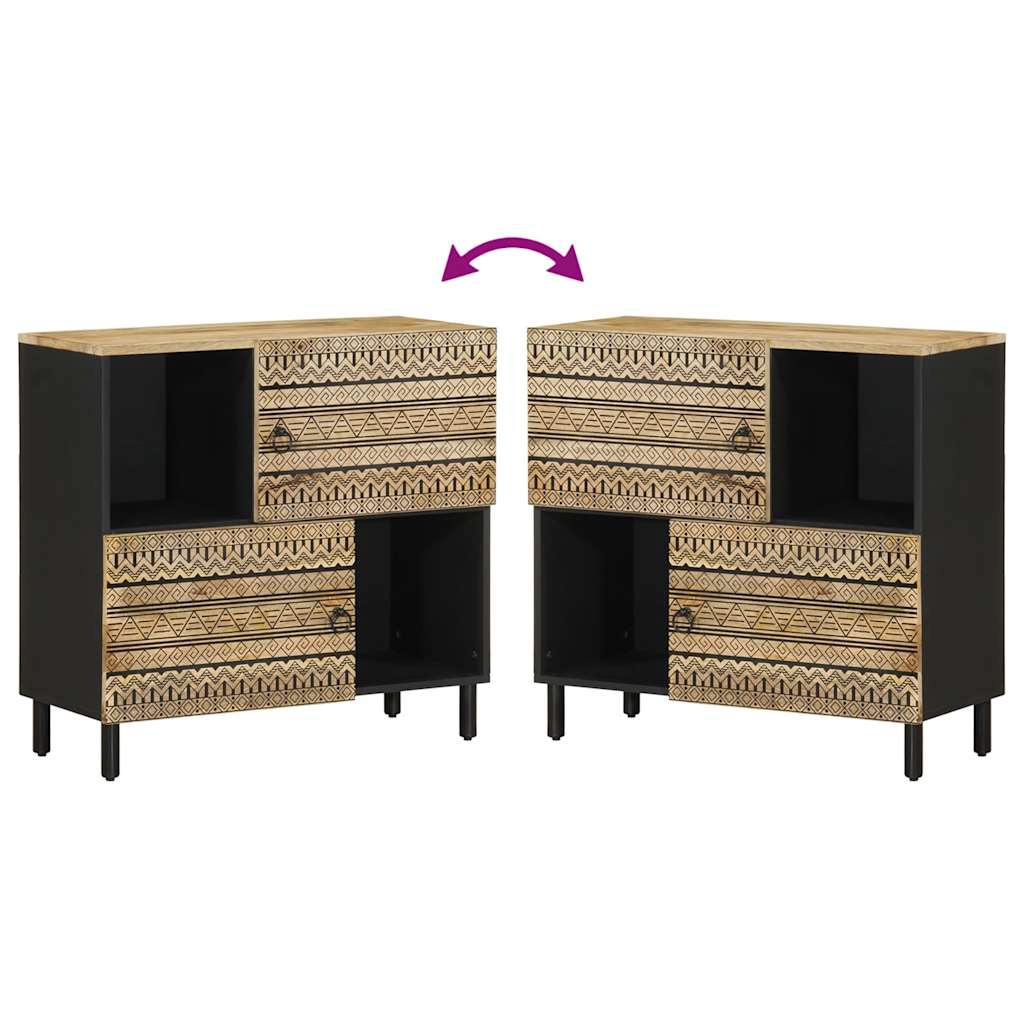 Sideboard 80X33.5X75 Cm Solid Rough Wood Mango