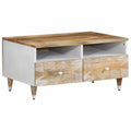 Coffee Table Solid Mango Wood Rustic Living Room Furniture 80x54x40cm metal 80 c