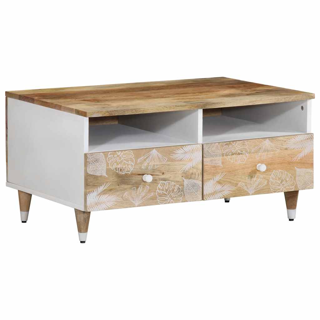 Coffee Table Solid Mango Wood Rustic Living Room Furniture 80x54x40cm metal 80 c