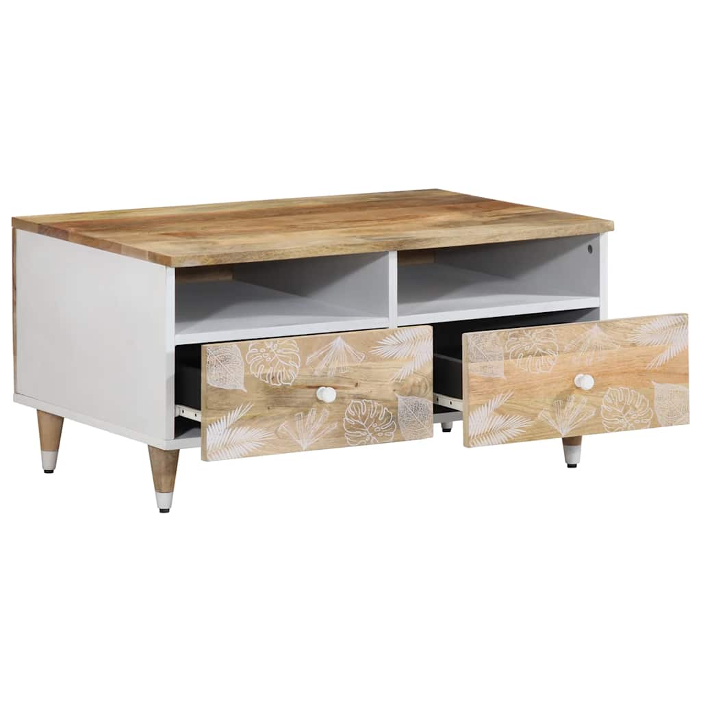 Coffee Table Solid Mango Wood Rustic Living Room Furniture 80x54x40cm metal 80 c