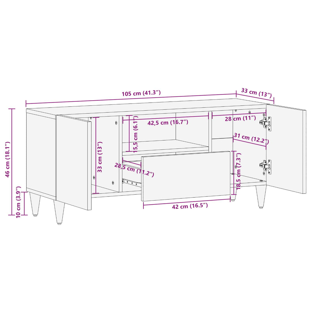 Storage Cabinets With Drawer Multicolour 105 X 33.5 X 46 Cm