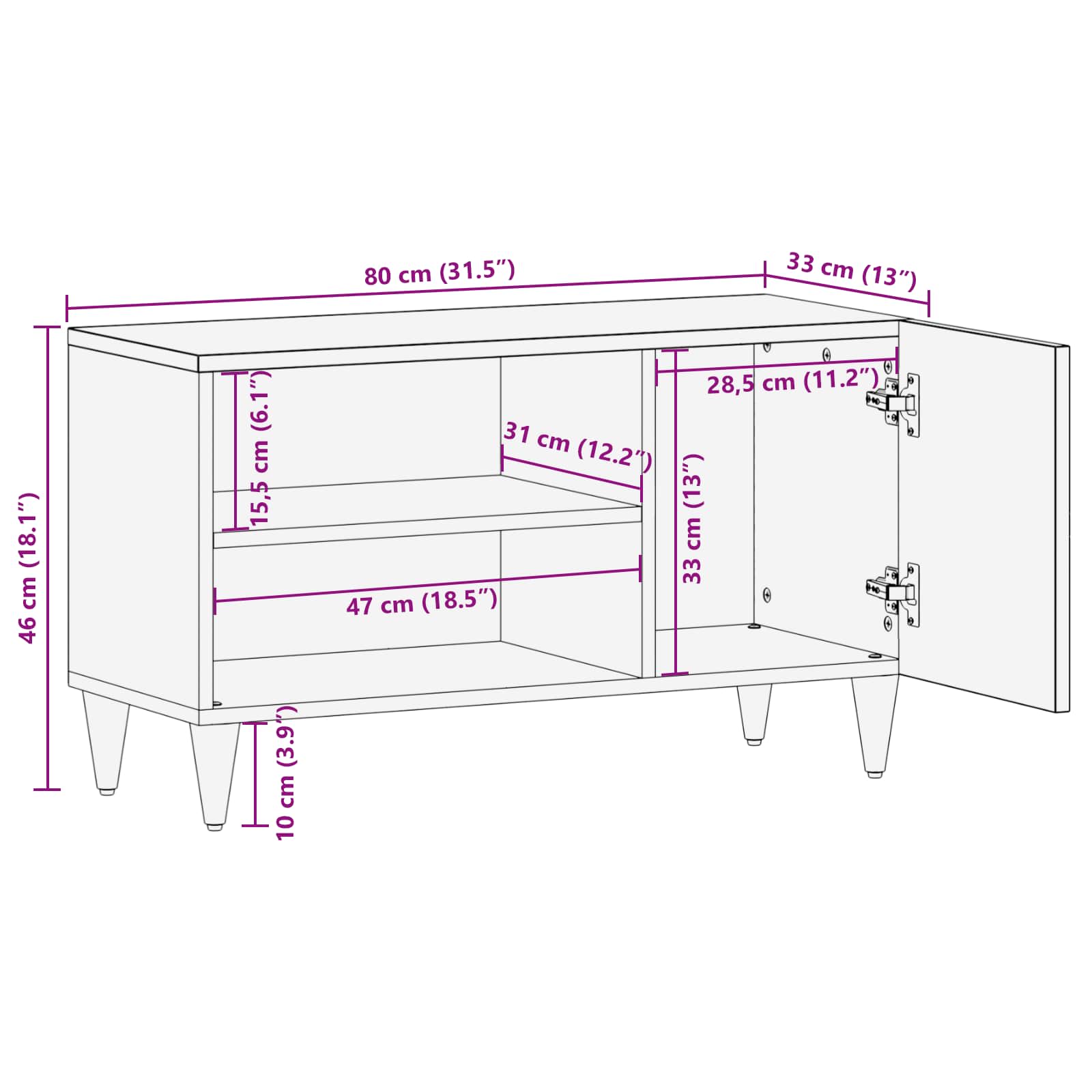 Storage Cabinets Multicolour 80 X 31.5 X 46 Cm Solid Mango Wood