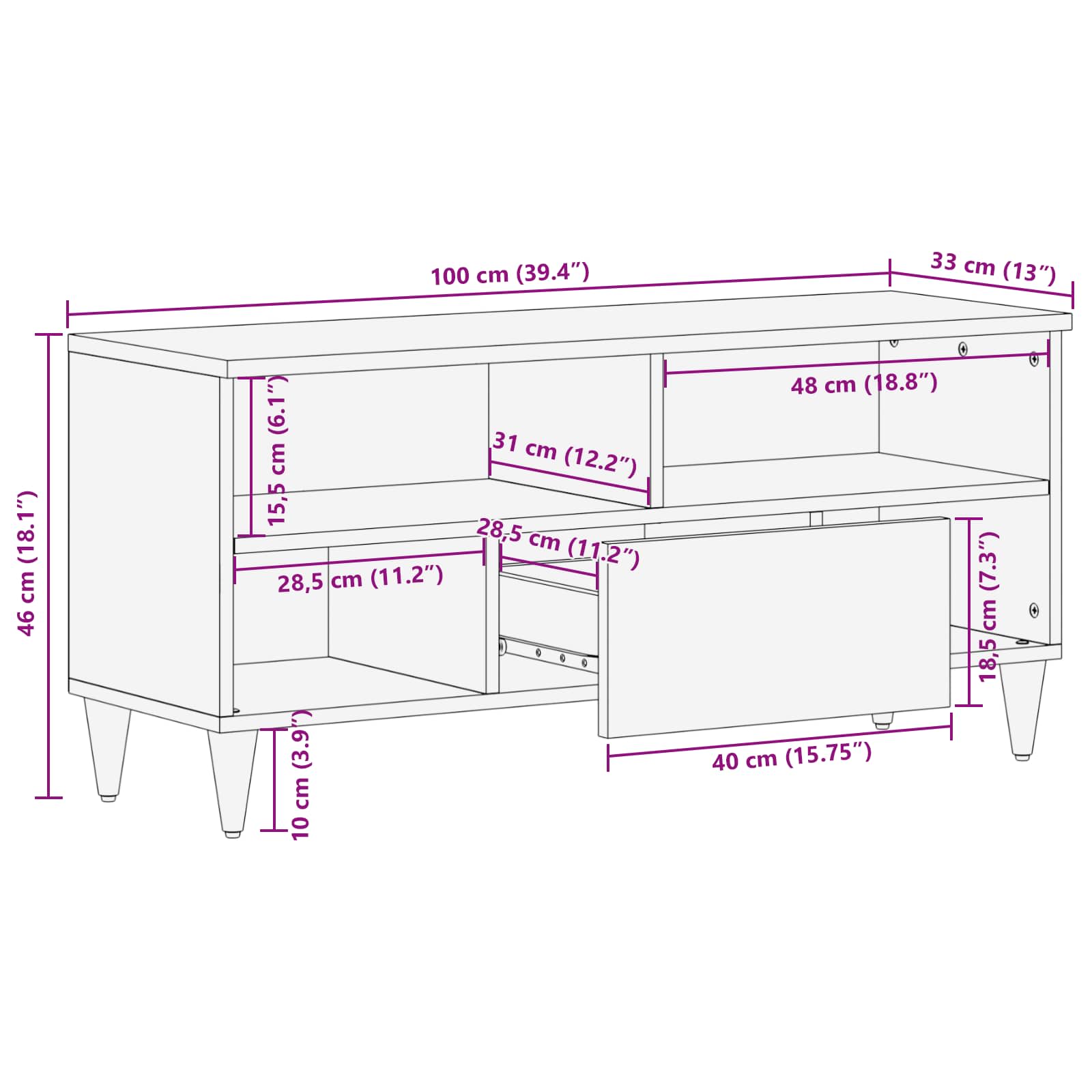 Storage Cabinets With Drawer Multicolour 100 X 33.5 X 46 Cm