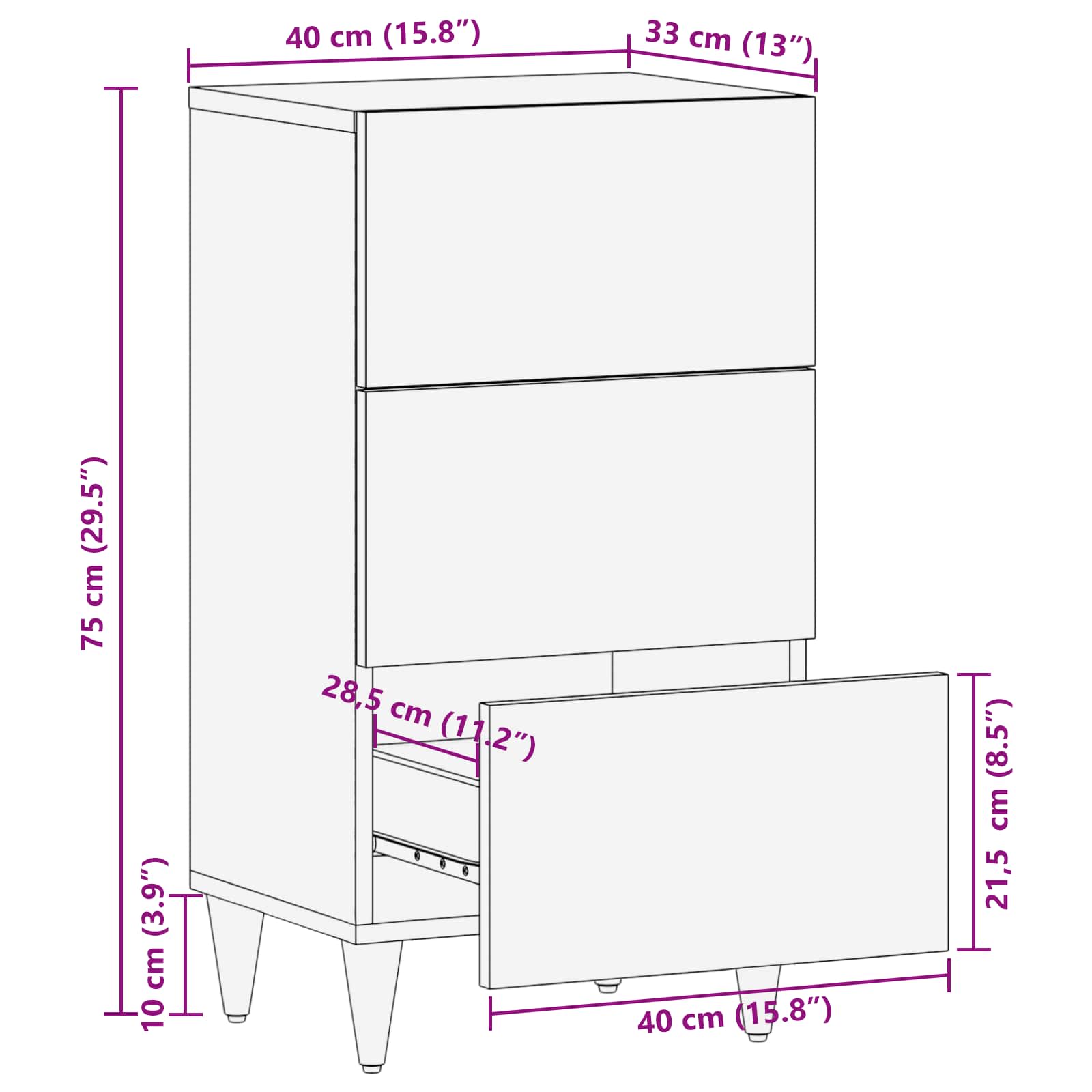 Storage Cabinets Multicolour 40 X 33.5 X 75 Cm Solid Mango Wood