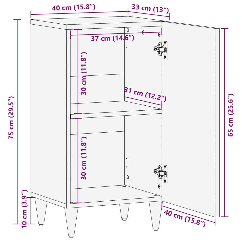 Storage Cabinets Multicolour 40 X 33.5 X 75 Cm Solid Mango Wood